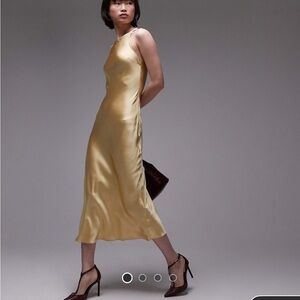 Satin Gold Midi Dress
